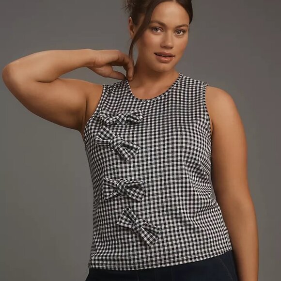 ANTHROPOLOGIE: Gingham Bow Tank - Picture 4 of 8
